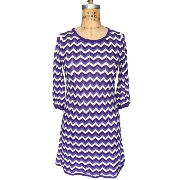 Alice + Olivia Purple Chevron Dress Size XS - Picture 1 of 7